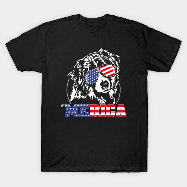 Proud Australian Shepherd American Flag patriotic merica dog T-Shirt by wilsigns